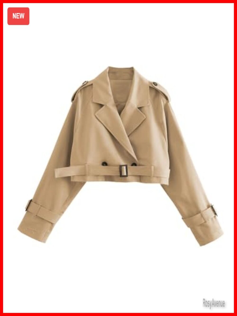 Women's Cropped Trench Coat Double Breasted Short Jacket